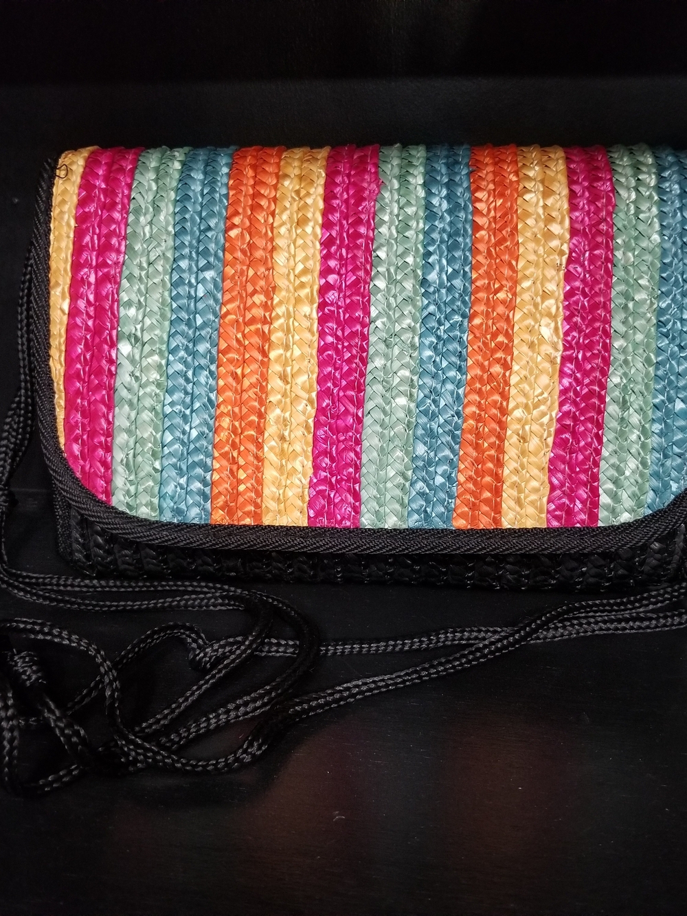 Vintage Colorful Striped Woven Crossbody Bag - Multi Clutch